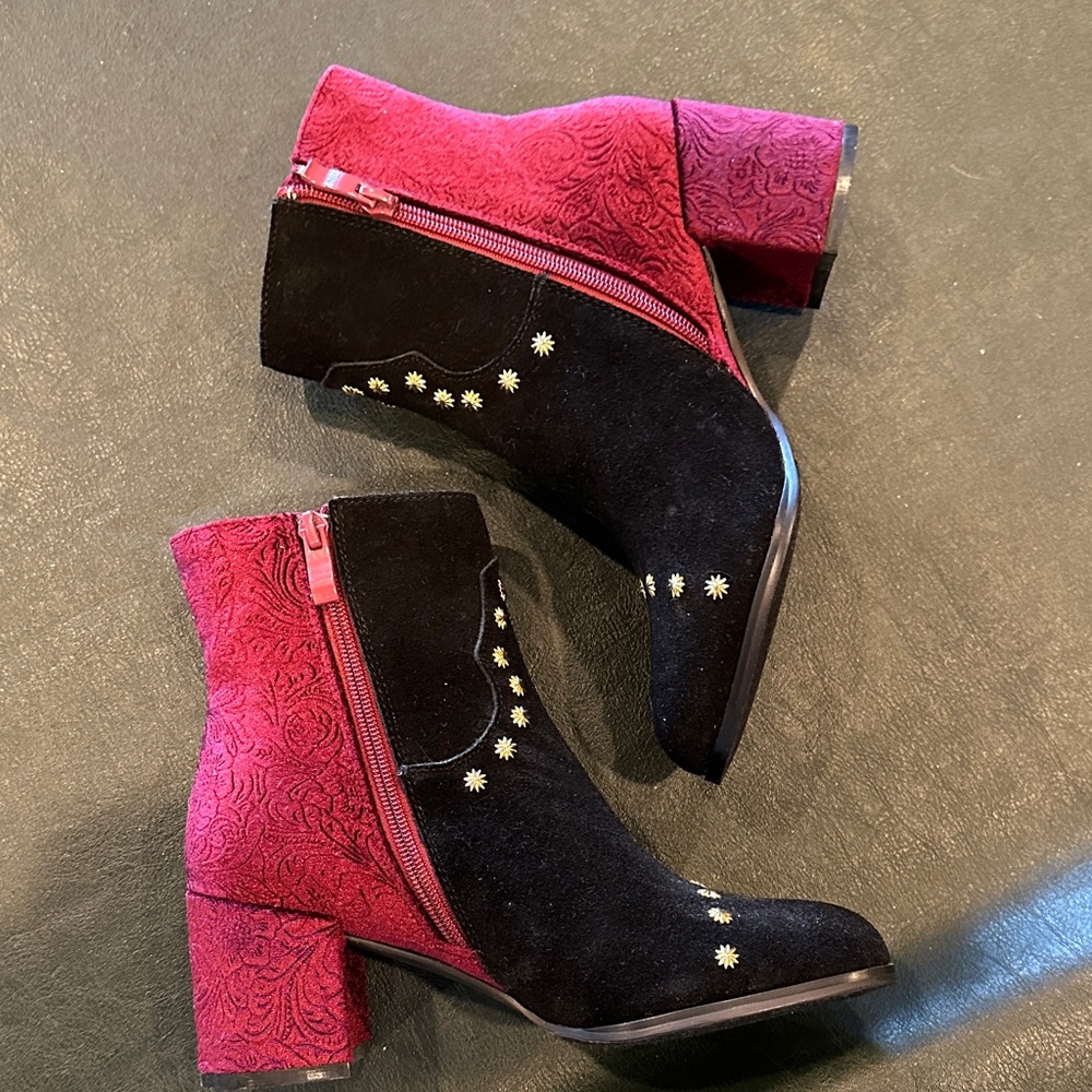 “Very Volatile” Black and Red Ankle Boots-New!